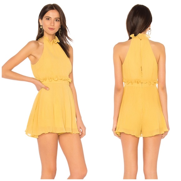 KEEPSAKE the Label Pants - NWT Keepsake Crinkled Ruffle Gold Playsuit Romper